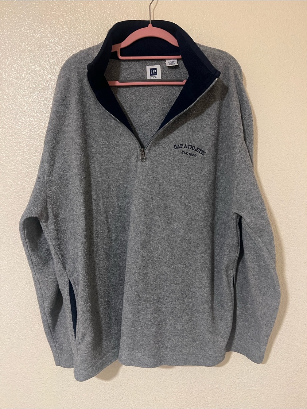 Vintage 2000 GAP Quarter-Zip Fleece Pullover Gray Men’s L Y2K